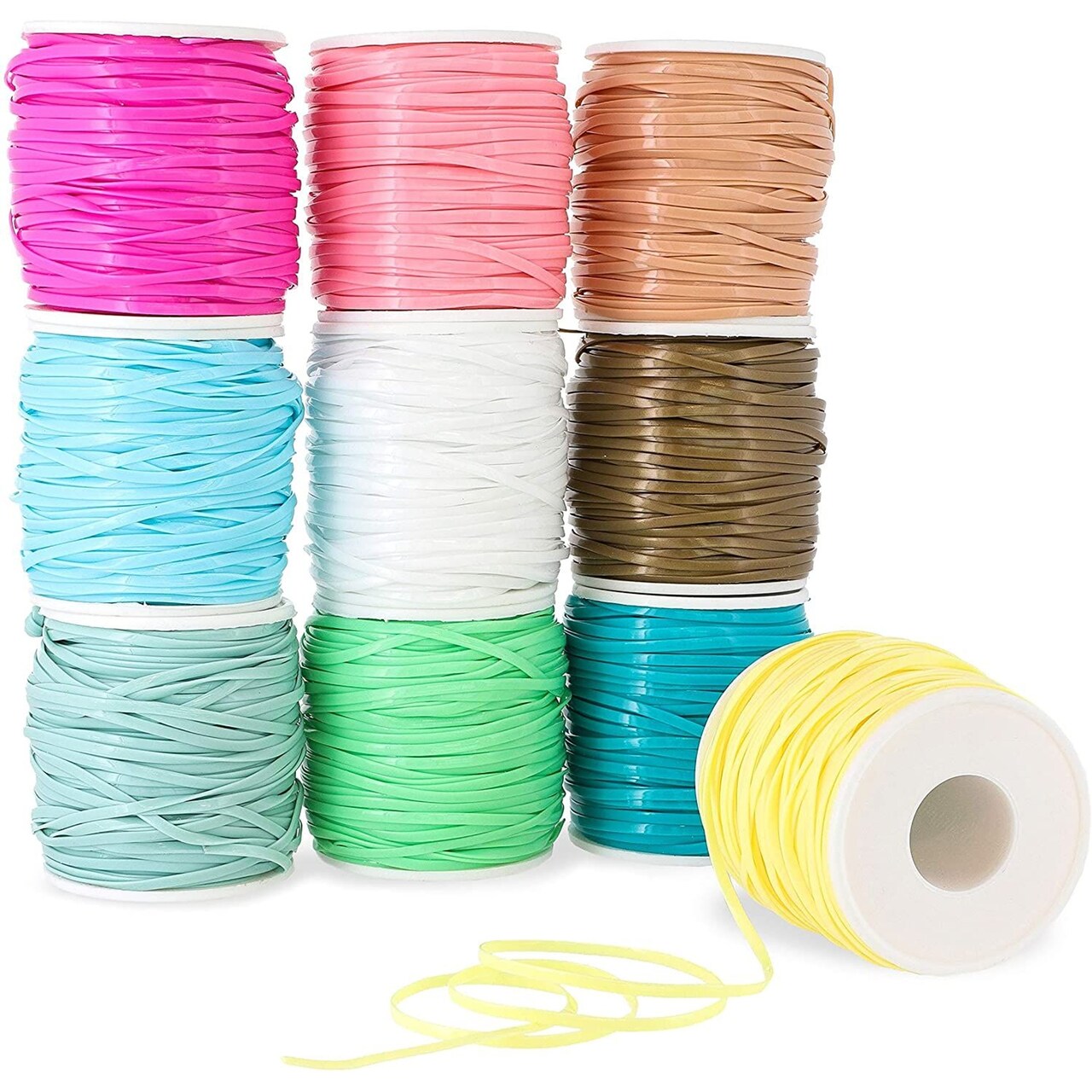 Plastic Bracelet String for Jewelry Making, 10 Pastel Spools (2.5 mm, 50 Yards, 10 Pack)
